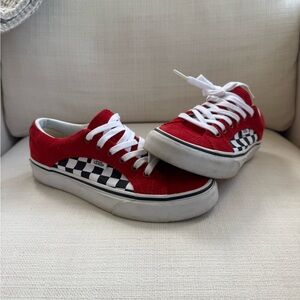 Vans Red and Black Checkerboard Sneakers